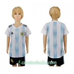 Camisolas de Futebol Argentina Criança Equipamento Principal Copa do Mundo 2018 Manga Curta